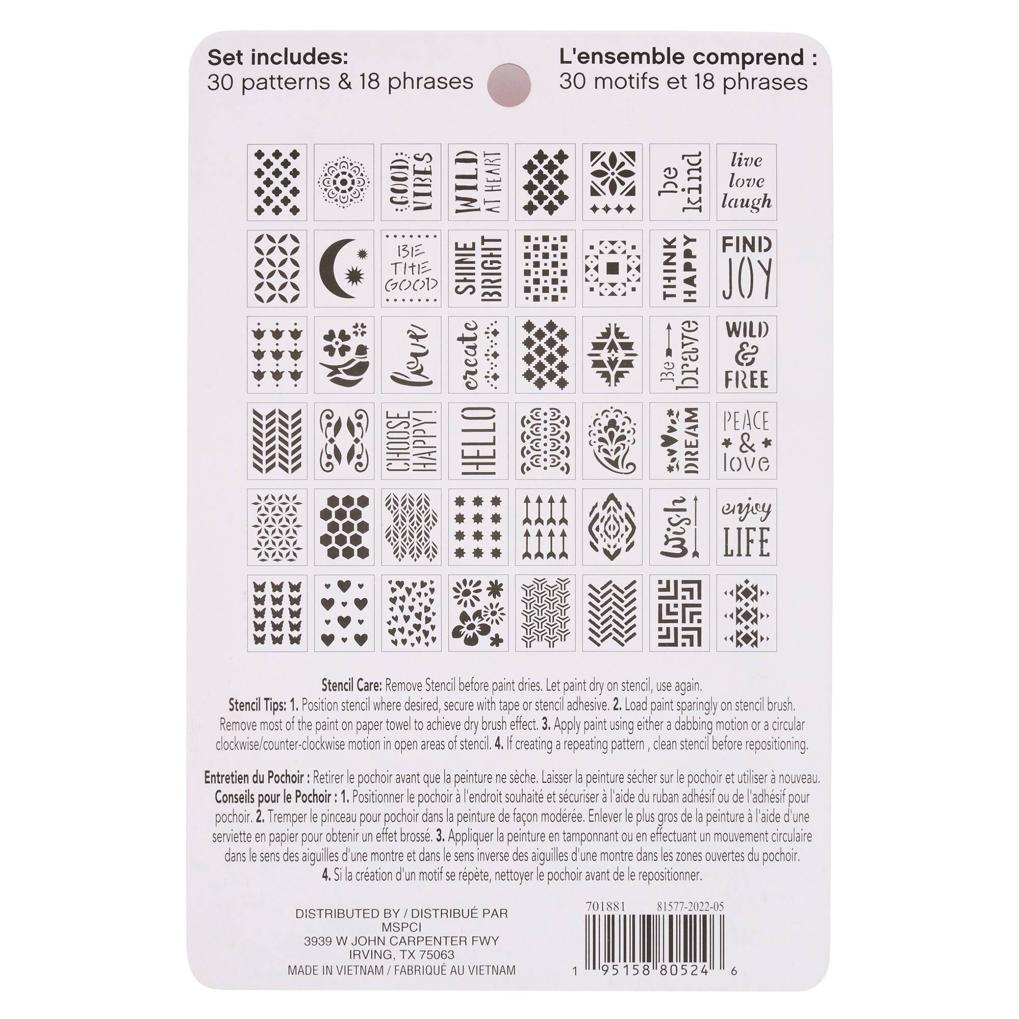 12 Pack: Patterns & Phrases Stencils by Craft Smart®, 3.5" x 4.5"